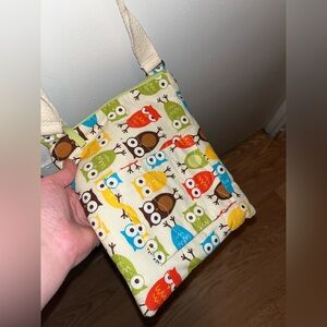Handmade Canvas Crossbody Bag with Colorful Owl Print